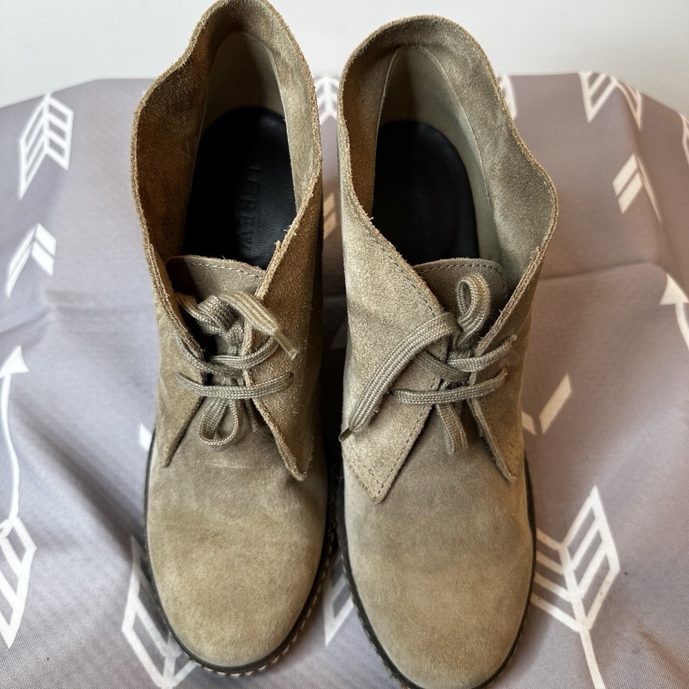 J. Crew Women's Suede Leather‎ McAllister Wedge Boots Sz 7 Sand Lace Up EUC $199